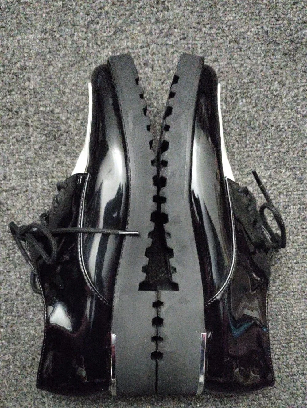 Franco Sarto Black and White Patent Leather Lace-Up Oxfords